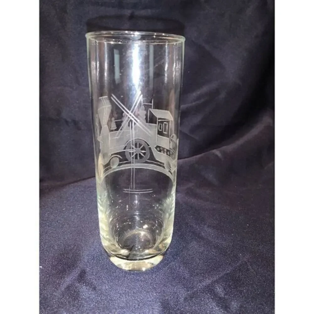 Etched Classic Car Tall Tumbler Glasses Drinking Highball Cocktail 7